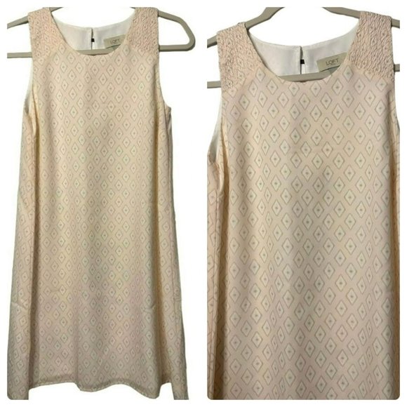 Loft Ladies Sleeveless Shift Diamond Pattern Sleeveless Pastel Dress Size XS - Picture 1 of 7